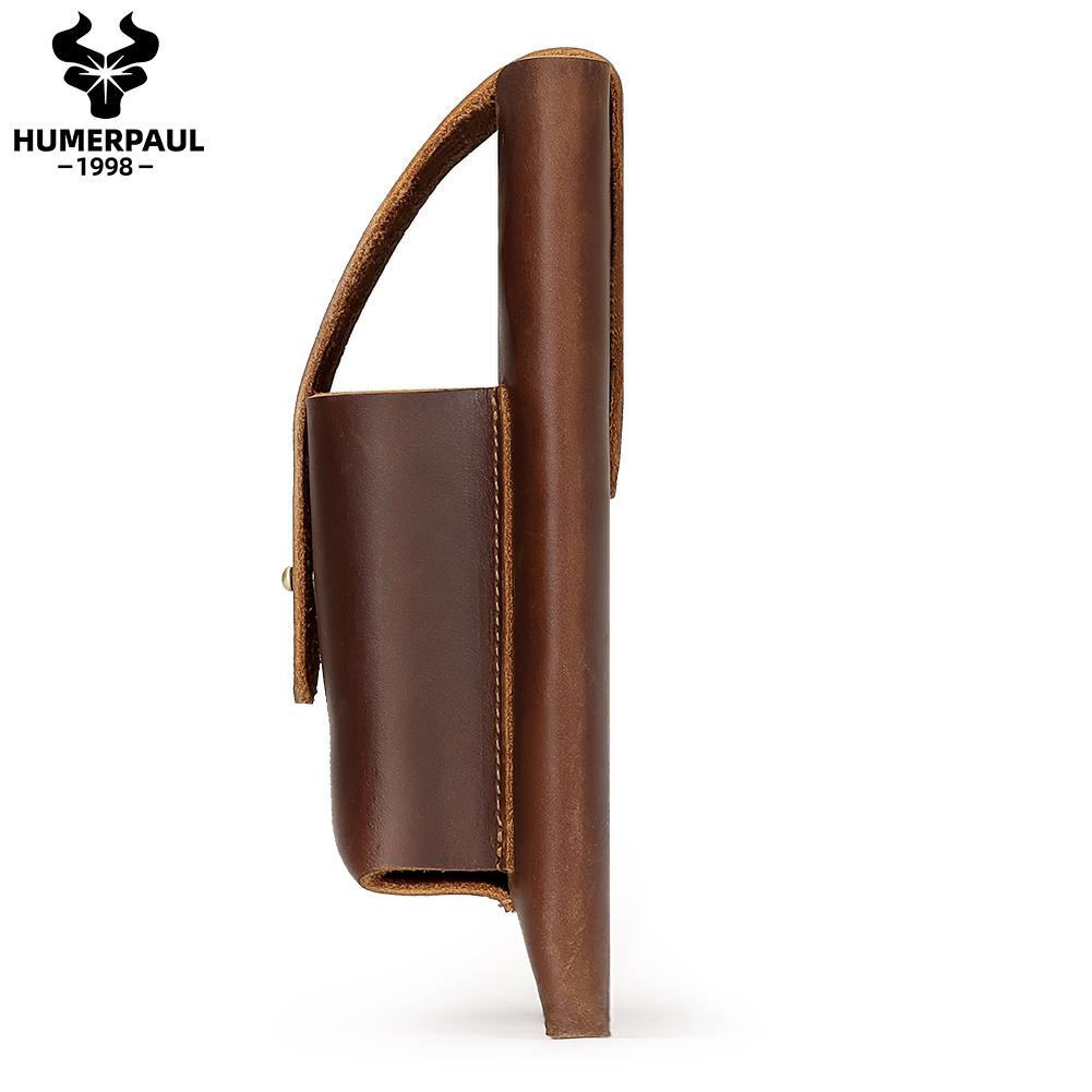 Humerpaul Мужская кожаная поясная сумка из натуральной кожи, большая вместительная сумка для мобильного телефона, чехол для ключей