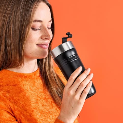 [Red Dot Design Award 2025 Winner] Le Creuset Travel Tumbler/Mug/Water Bottle, 350ml, Matte Black Stainless Steel, Vacuum Insulated, Keeps Hot or Cold