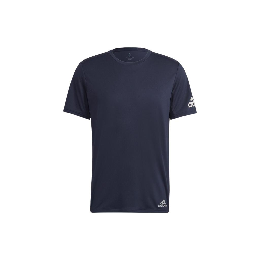 Adidas SS22 Run It Tee With Logo Print On Sleeve Men Tops Blue HL3966
