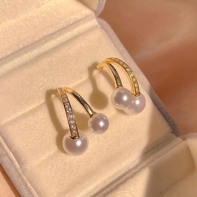 Модные изысканные 14-каратные настоящие позолоченные геометрические простые жемчужные серьги для женщин и девушек, ювелирные изделия из серебра 925 пробы с цирконием класса ААА