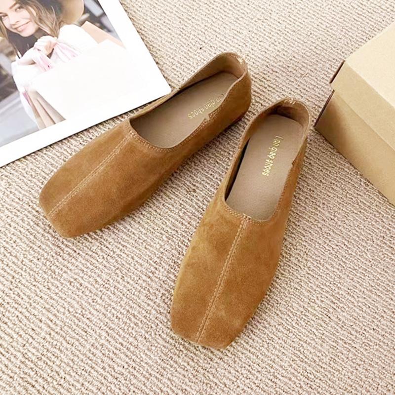 Fashion AIYUQI Women's Flat Shoes Genuine Leather Non-slip Square Toe Ballet Shoes Female Moccasins Large Size Slip-on Loafers For Women