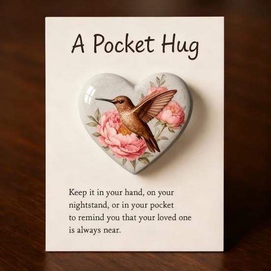 Pocket Hug Hummingbird Mini Pocket Hug Heart Cute Hummingbird Ornament with Encouragement Card Keepsake