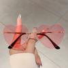 Rimless Love Heart Sunglasses Women For Men Luxury Brand Designer Vintage Punk Cute Candy Hip Hop Sun Glasses Uv400