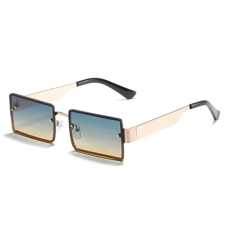 Fashion Rectangle Sunglasses Women Men Gradient Shades Sun Glasses Metal Frame Classic Brand Designer Eyeglasses Uv400