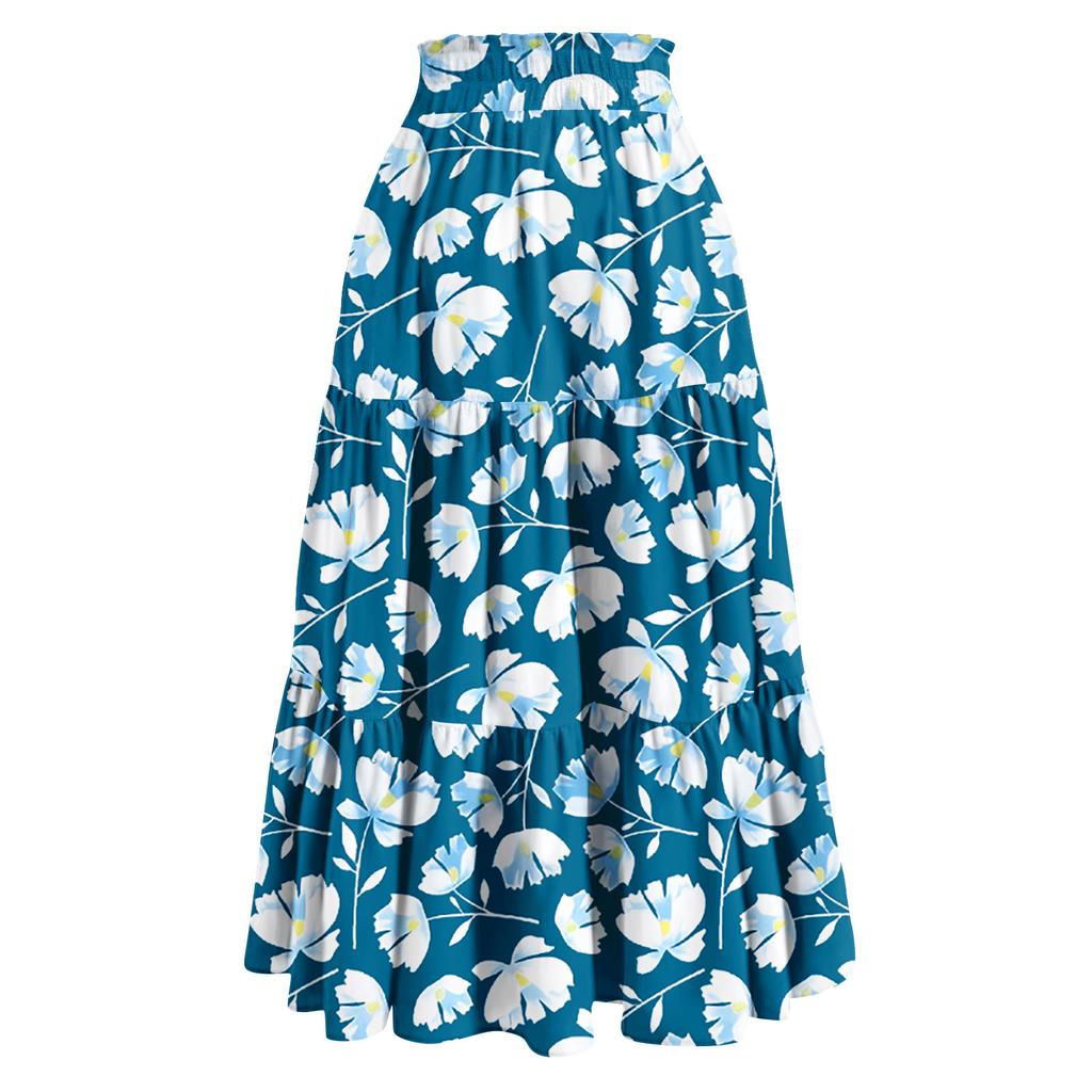 Женская весенняя повседневная длинная юбка с оборками, однотонная юбка, ретро-юбка в складку