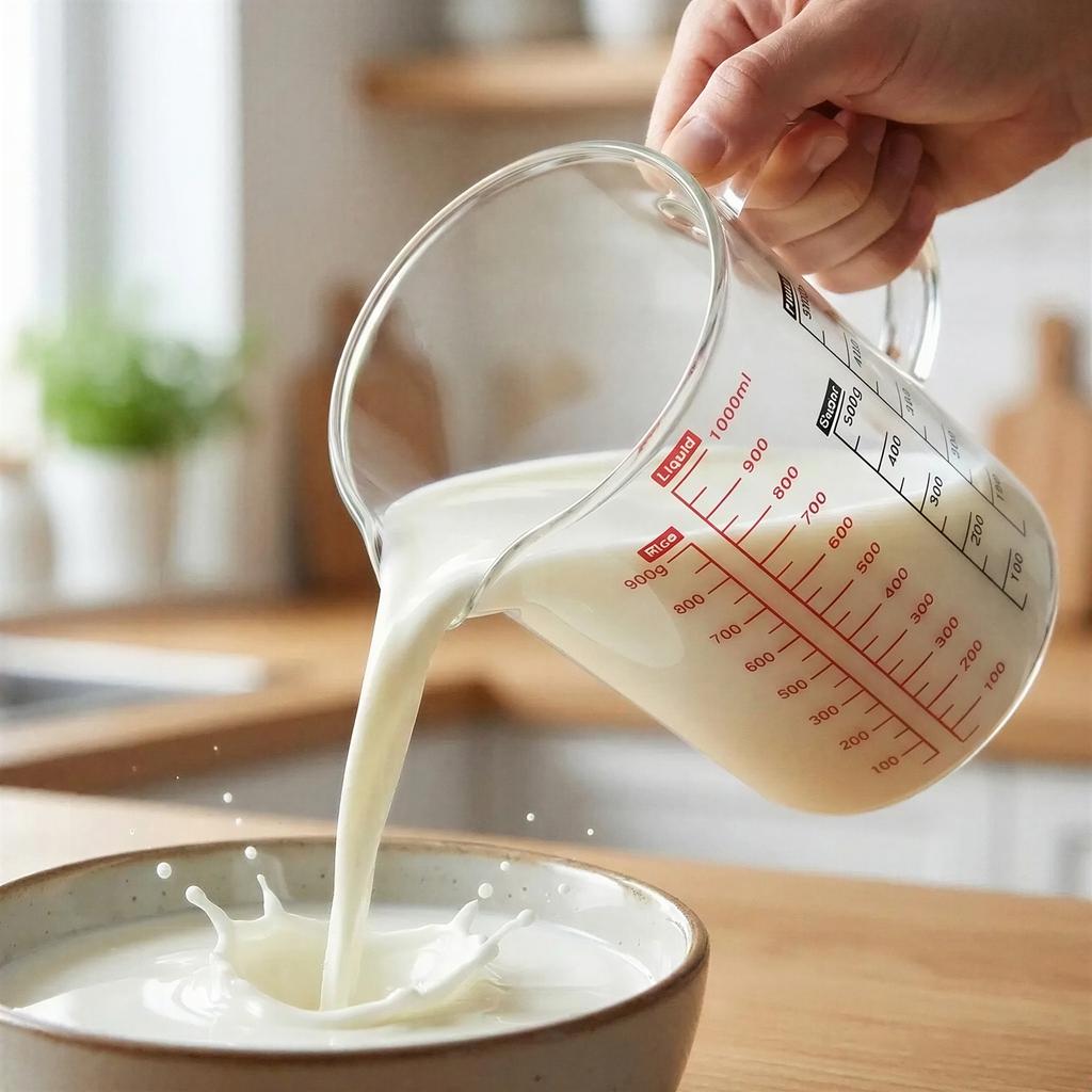 KITCHEN MEASURING JUG 1000ml HEAT-RESISTANT WITH GLASS MEASUREMENT GRADUATION