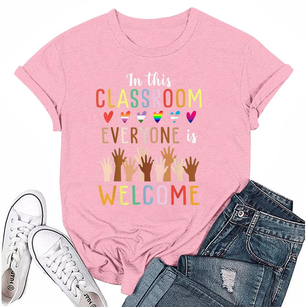 Взрослые Повседневные Ежедневные Круглый вырез с принтом Короткие рукава Футболка Топ с буквами