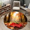 Folk Round Rainbow Multicolor Floor Rug, Non-Slip Floor Mat for Kids Room