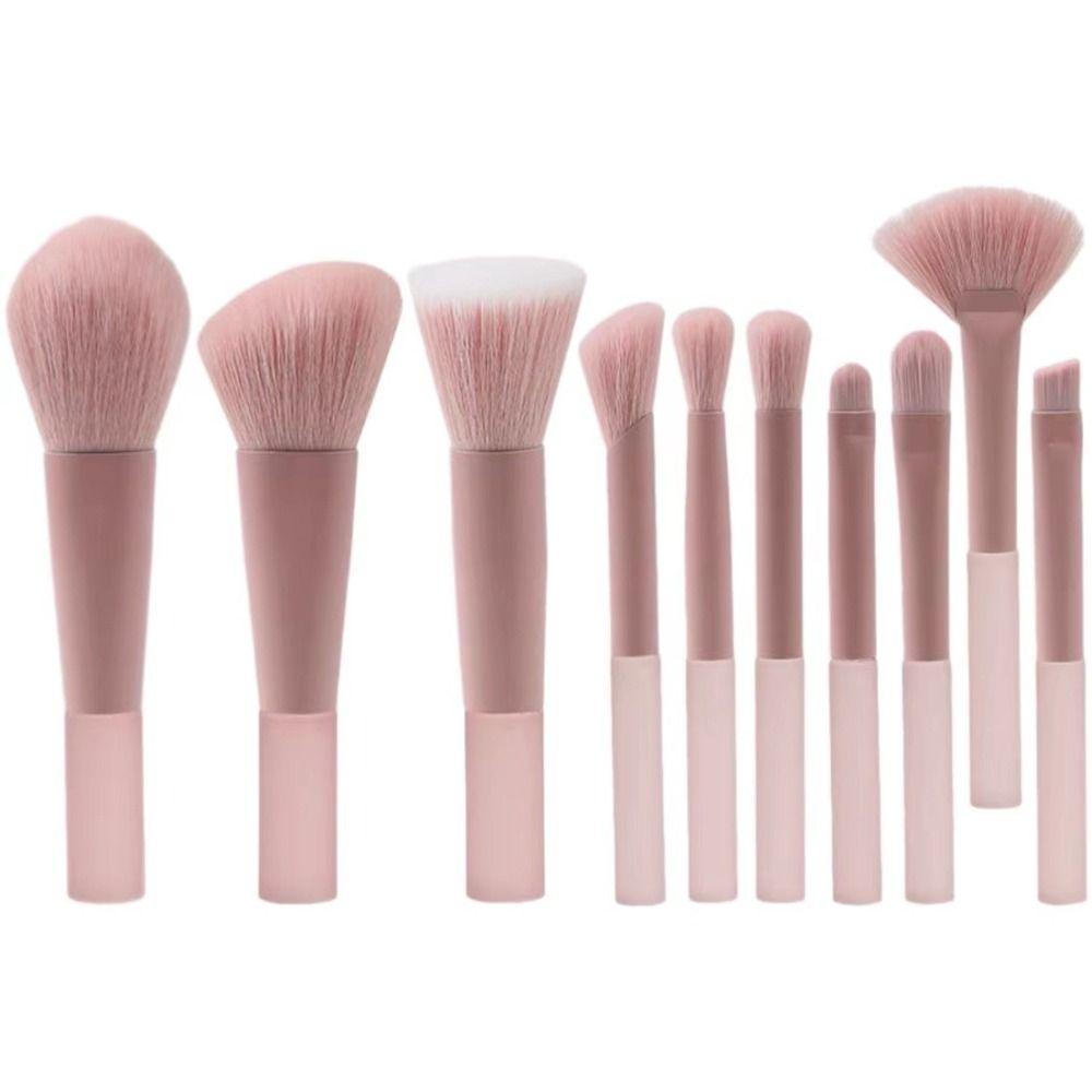 10Pcs/Set Candy Color Mini Size Makeup Brush Set Translucent Jelly Pink Cosmetic Brush Make Up Tool