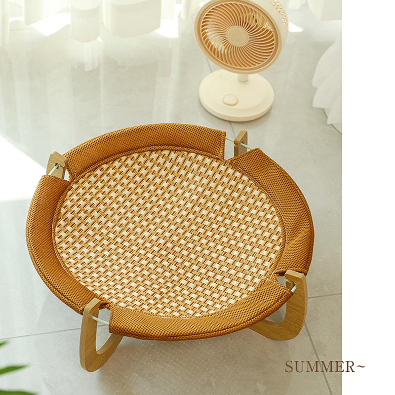 Летняя кошачья кровать, дышащая крутая кровать для котенка, деревянный гамак для кошек, коврик для домашних животных, спальная кровать