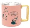 Кружка MOOMIN из нержавеющей стали 350 мл с крышкой, деревянной ручкой, вакуумная двойная структура, подарочная коробка (розовый)