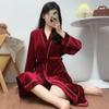 Осень и зима новый халат домашняя одежда женский с длинными рукавами золотистый бархатный цельный халат теплый костюм халат домашняя одежда пижама