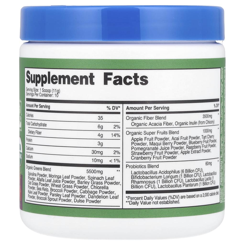 Nutricost Organic Super Greens, Mixed Berry, 3.9 Oz (111 G)