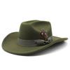 Молодежный цилиндр для мужчин и женщин с большими полями шерстяная шляпа с перьями