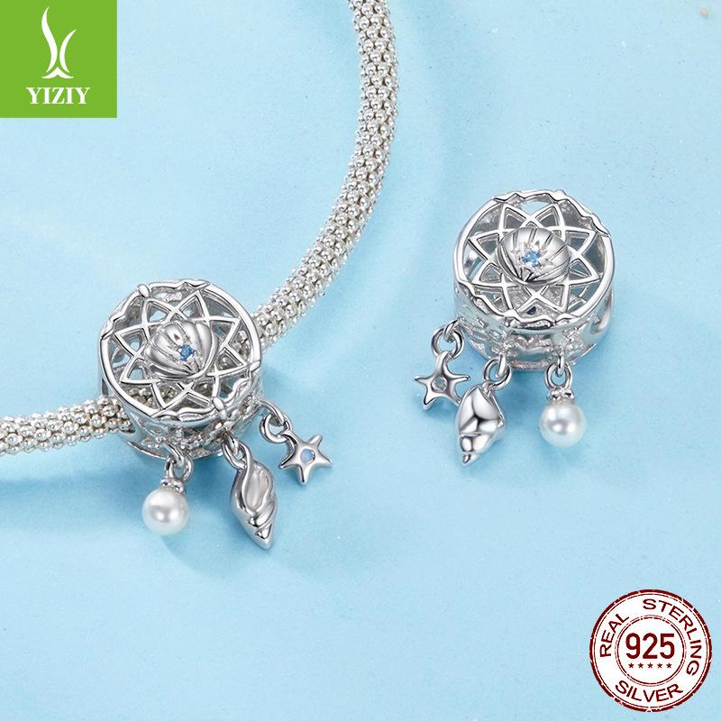 Серебро S925 Ловец снов Бусины DIY Браслет Бусины Морской Ветер Свободные Бусины Ювелирные Аксессуары