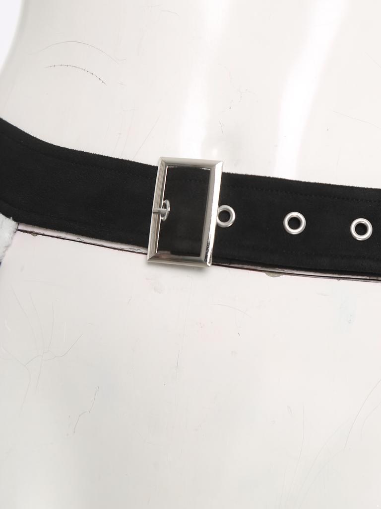 Womens Cow Spot Pattern Flannel Long Pants - with Side Tassel, Adjustable Waist, Open Crotch for Biking Riding Cowgirl Chaps Halloween Cosplay