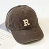Washed R letter hat female ins retro old baseball cap four seasons casual sunshade soft top cap male