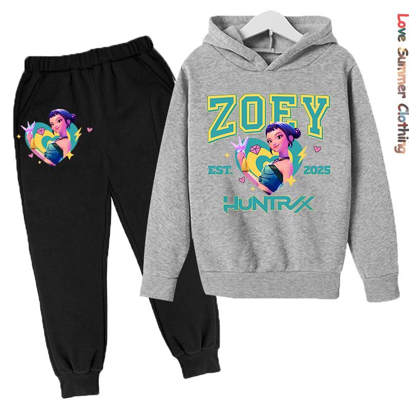 Girls Hoodie Tracksuit KPop Demon Hunters Character Hoodie MIRA HD Print RUMI Autumn Kids Hoodie Set ZOEY Thin Fleece Hoodie Set