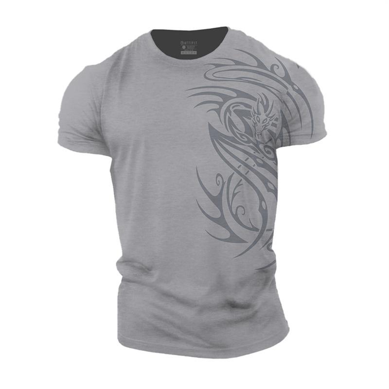 Vintage Men's T-Shirt 3D Print Dragon Pattern T Shirt Casual Short-Sleeved Top Summer Breathable Fitness Apparel Men Clothing