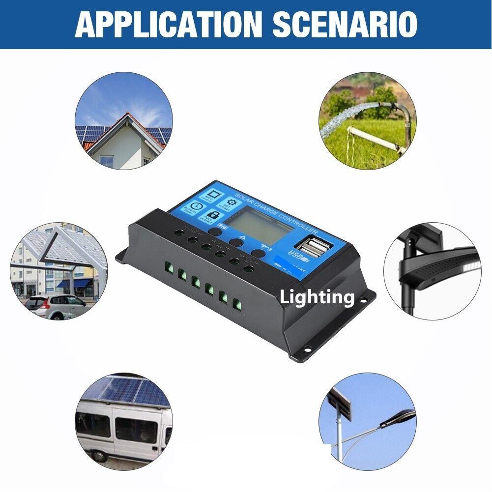 10A/20A/30A Контроллер батареи солнечной панели ЖК-дисплей Регулятор батареи для солнечных световых коробов