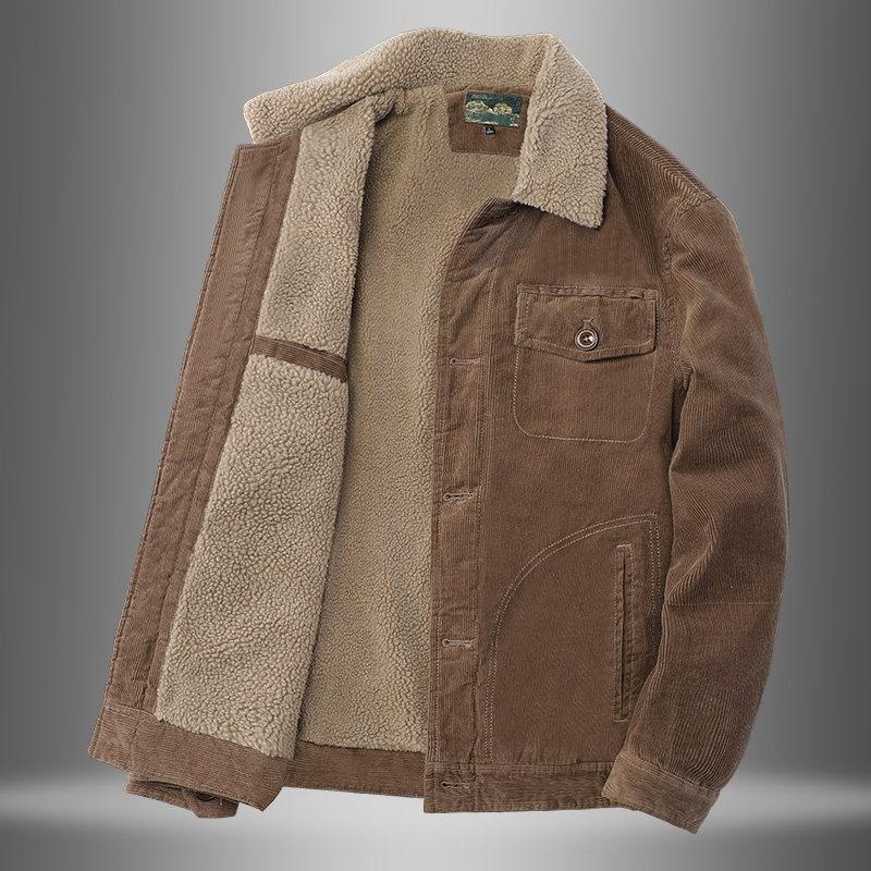 Corduroy Jacket Men 'S Autumn And Winter Loose Wild Plus Velvet Suit Jacket Men 'S Business Casual Suits