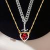 Couple Necklace Cubic Zirconia Heart Matching Necklace Romantic Through The Heart Couple