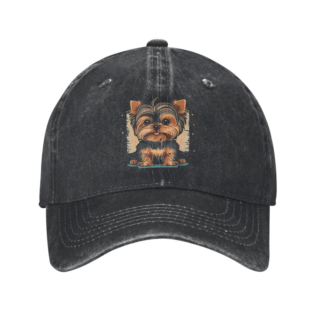 Funny Yorkshire Terrier Lover Dog Unisex Baseball Caps Distressed Denim Caps Hat Outdoor All Seasons Travel Adjustable Sun Cap