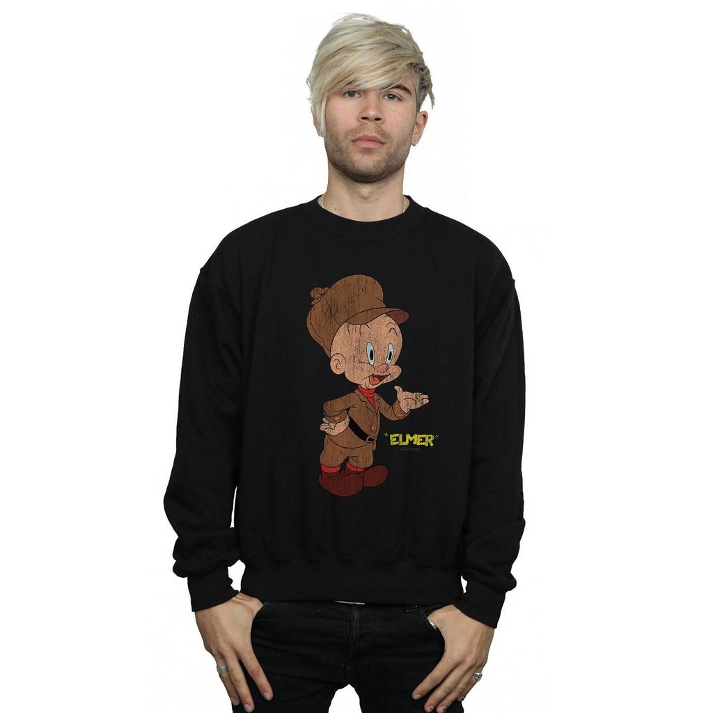 Looney Tunes Mens Elmer Fudd Distressed Sweatshirt