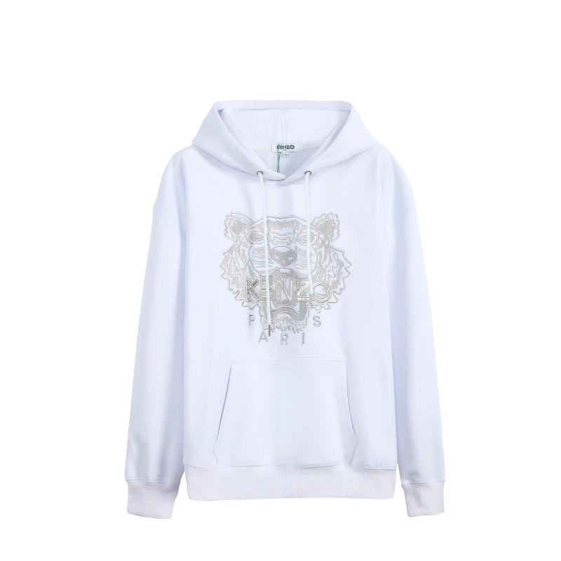 Unisex Cotton Hoodie With Tiger Embroidery Long Sleeve Oversized Pullover Winter