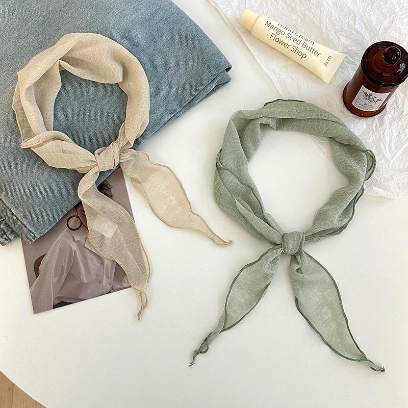 Шелковый шарф новая мода тонкий дышащий маленький шарф шарф темпераментный универсальный шарф для защиты шеи ромбовидный шелковый шарф талия