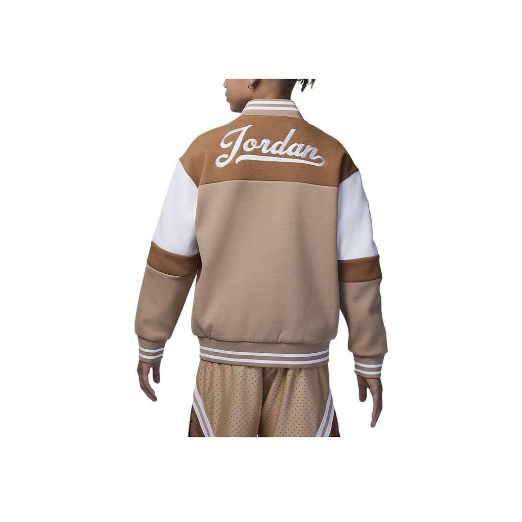 Jordan Color Block Logo Embroidered Casual Long Sleeve Kids Tops Khaki HF2449-200