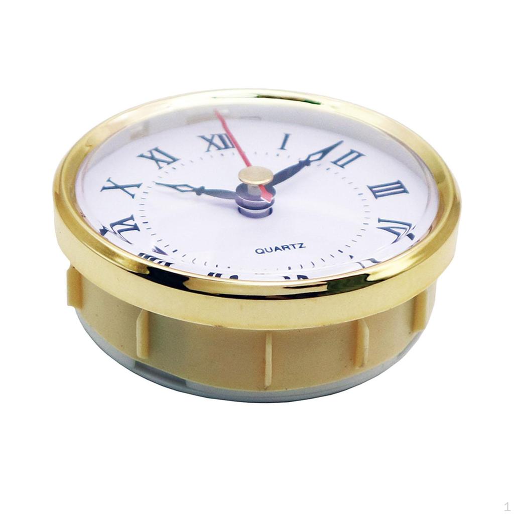 Quartz Clock Insert Round Movement White Dial Gold (3 Inch/80 Mm)
