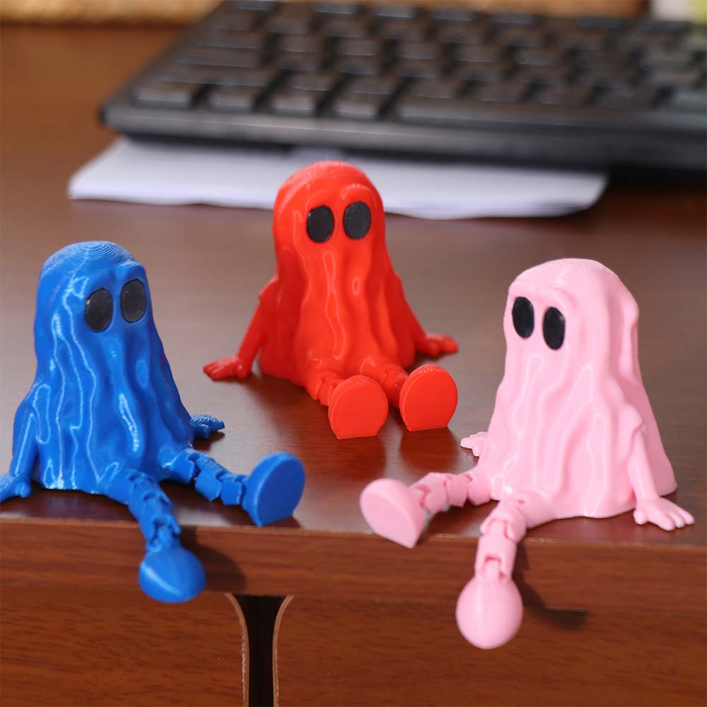 Mini 3D Printed Ghost Ornament Hand-Painted Ghost Statue Cute Ghost Joint Figurines Car Room Decor