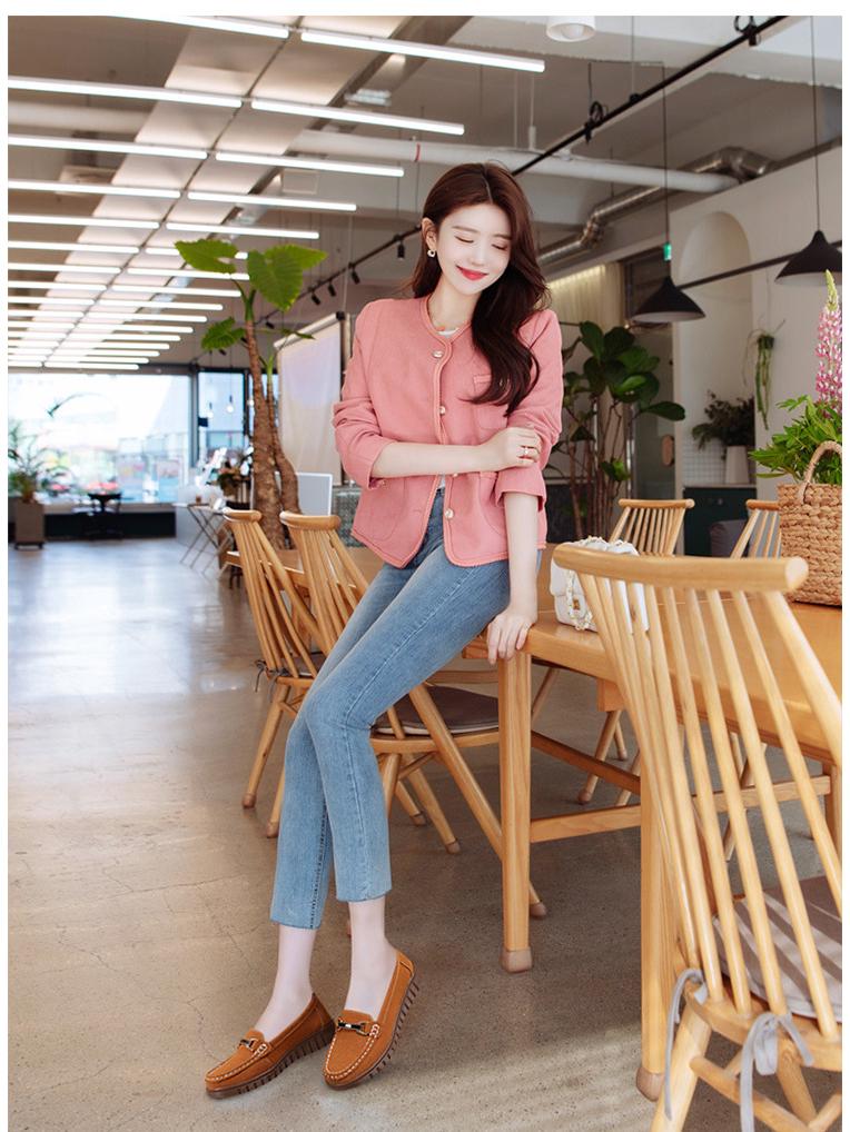 Женские осенние замшевые мокасины из натуральной кожи - Туфли на плоской подошве из матовой кожи