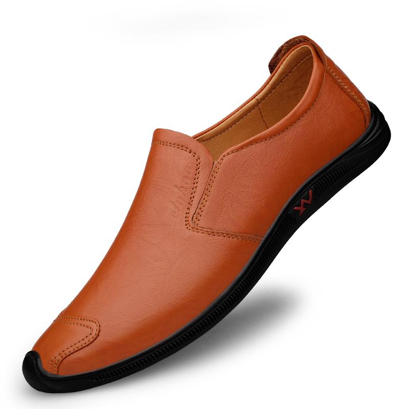 Новейшие мужские мокасины из натуральной кожи, мужские туфли без застежек, мужская обувь для вождения, повседневная модная дышащая обувь класса люкс