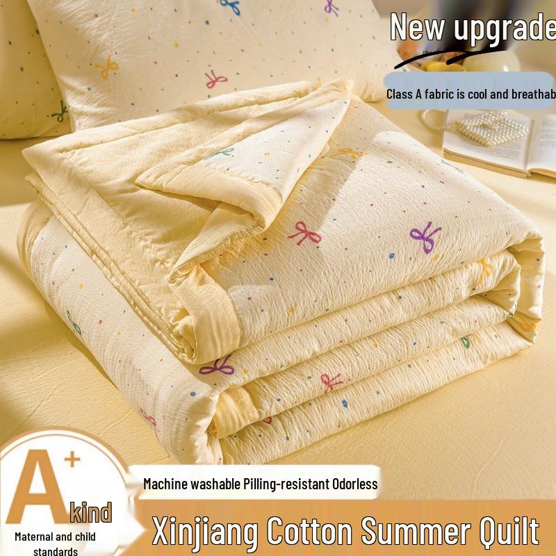 Class A Mother & Baby Cloud-Feel Double-Layer Gauze Summer Quilt - Xinjiang Cotton Thin Cooling Quilt for Dormitory