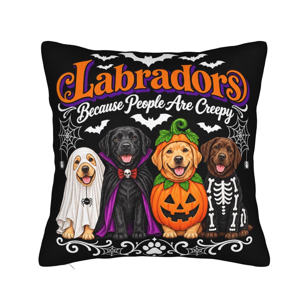 Bulldogs Because People are Creepy Halloween Dogs Pillow Cover Fashion Pillow Case For Living Room Chair Comfy Pillowcases Gift