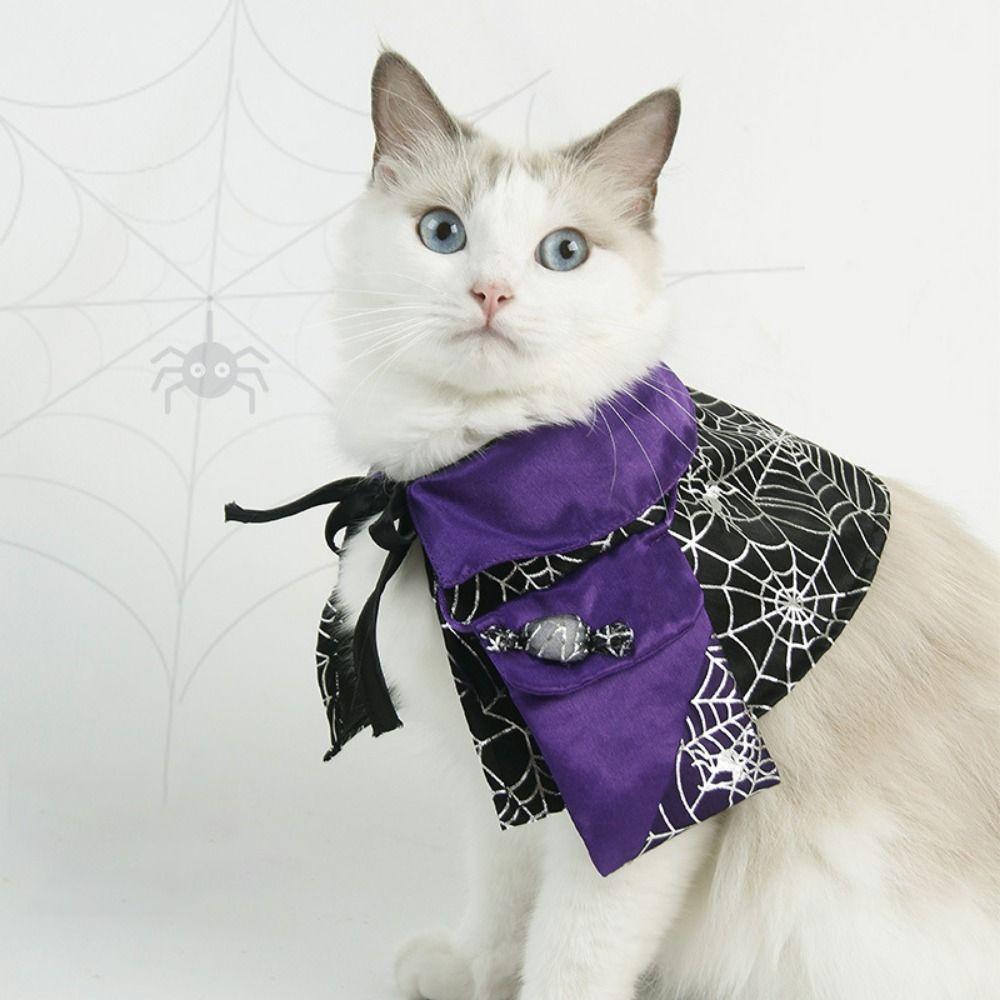 Мягкая кошачья шляпа волшебника, плащ, регулируемый костюм ведьмы для питомца, забавная кошачья шляпа волшебника-паука, косплей-вечеринка