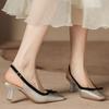 H838-7 Silver Summer Sandals Small Square Head Satin Surface Half Bag Head Empty Shoes Female Sweet New