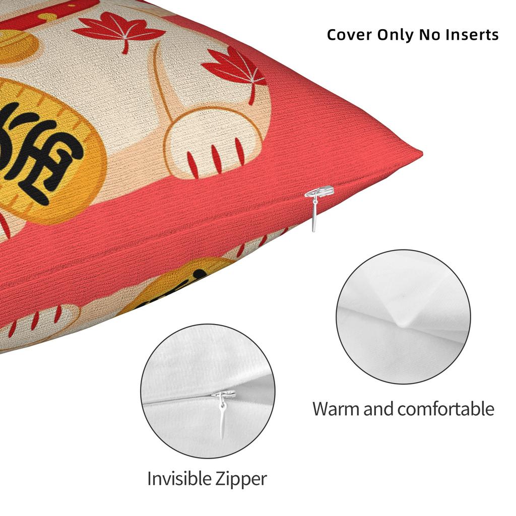 Lucky Cat Money For Shop Pillow Case Novelty Pillow Cover Soft Pillowcases For Sofa Home Decoration