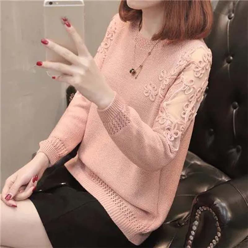 Autumn Women's Knitwear Long Sleeve Loose Short Round Neck Pullover Sweater Thin Bottoming Shirt