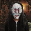 Страшная маска на Хэллоуин, маска на все лицо, жуткая маска призрака с повязкой на глаза, реалистичная креативная маска демона с длинными волосами