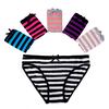 Sexy Cotton Striped Panties Briefs for Women Female Underwear Plus Size Lingerie 6 Pcs/set