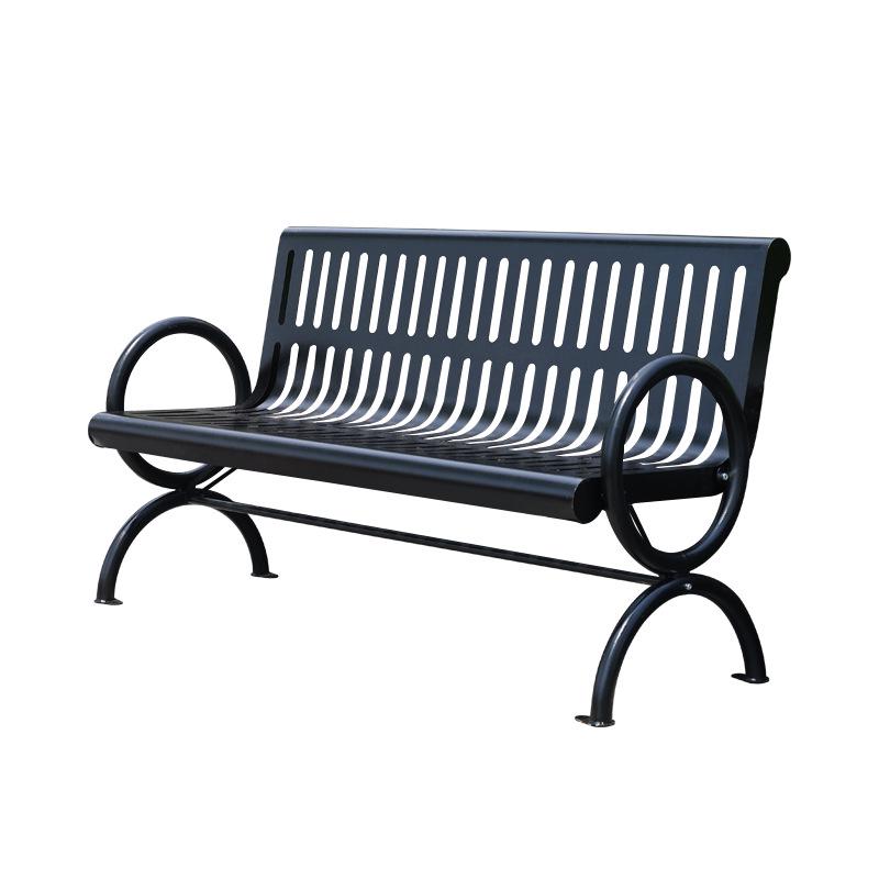 Outdoor Wrought Iron Double Seat Park Bench with Cast Iron Backrest