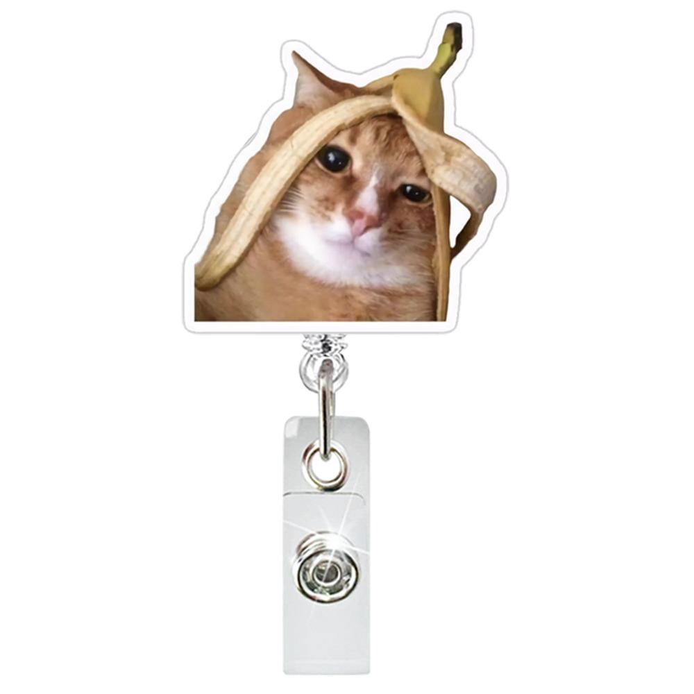 Акриловые мемы катушки для значков шнурок для удостоверения личности клипса забавный брелок для ключей с котом
