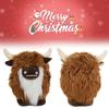 Adorable Plush Highland Cow Decorative Figure With Brown And White Facial Features