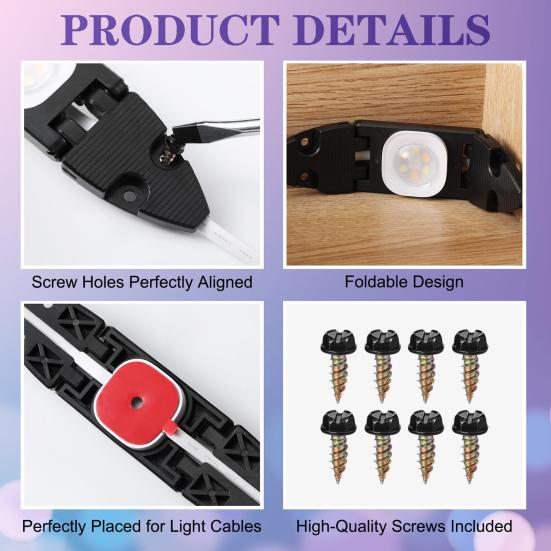 6/12Pcs Gable Light Clips Compatible for Govee Pro H706 Permanent Outdoor Light Adjustable Folding Roof Pitches Cable Management Clamp with