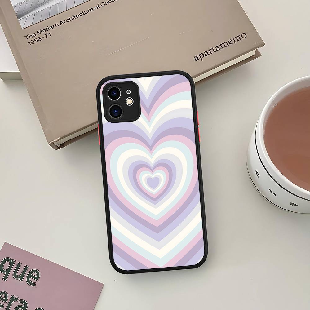 Милый Силиконовый Чехол Сердце Любви Для IPhone 16 15 14 13 12 11 Pro Max Plus X XS MAX Ударопрочный Матовый Чехол
