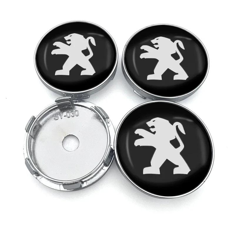 4pcs 56+60mm Car Wheel Center Hub Caps Sticker Auto Emblem Badge For PEUGEOT 106 206 306 406 107 207 307 407 301 308 2008 3008