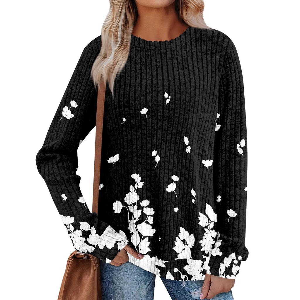 Женский принт Легкий Топ с круглым вырезом из матового хлопка